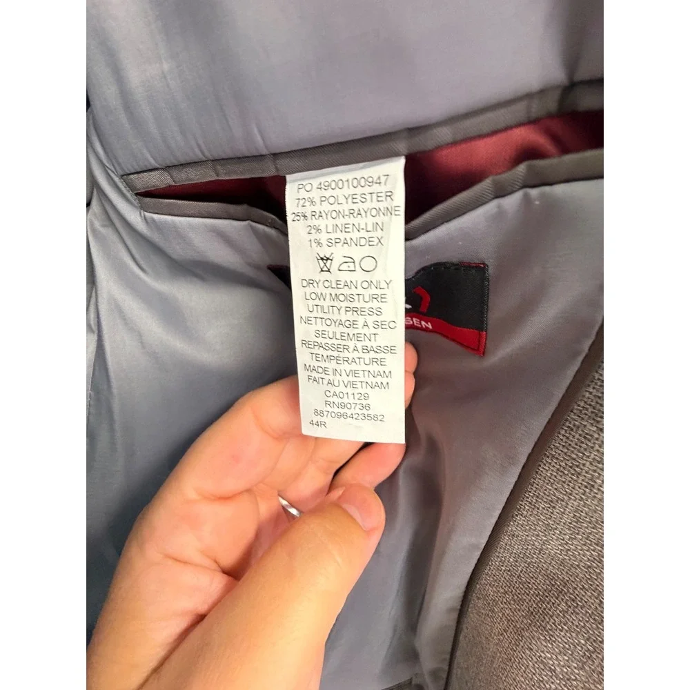 Van Heusen Flex Slim Fit Blazer Mens 44R Gray Textured Two Button Suit Jacket